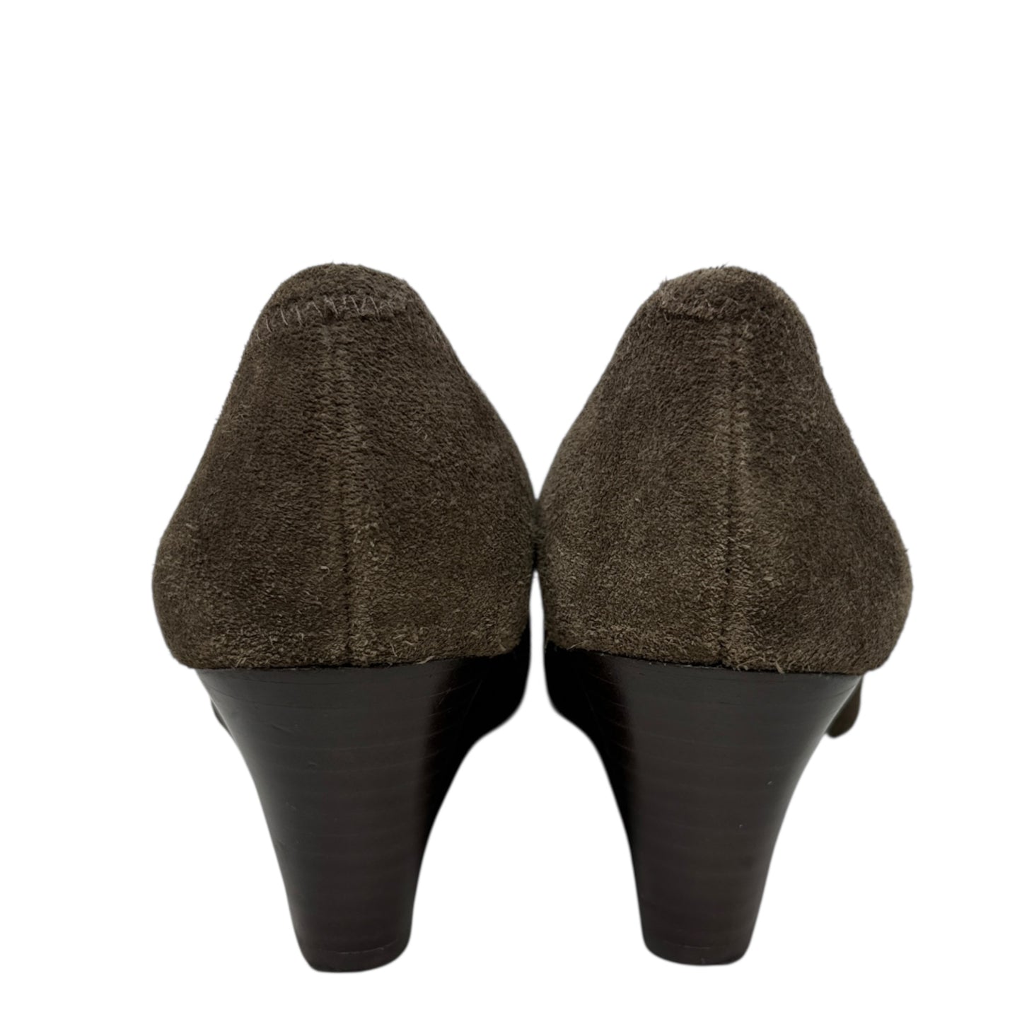 Sally Wedge Suede Pumps Designer By Tory Burch In Green, Size: 7.5