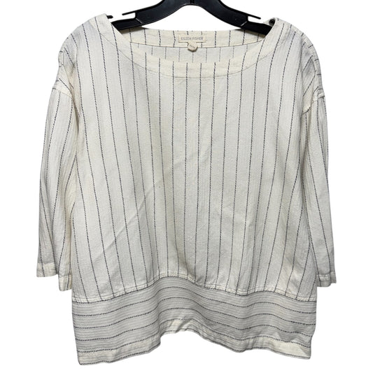 Top 3/4 Sleeve By Eileen Fisher In Striped Pattern, Size: Xs