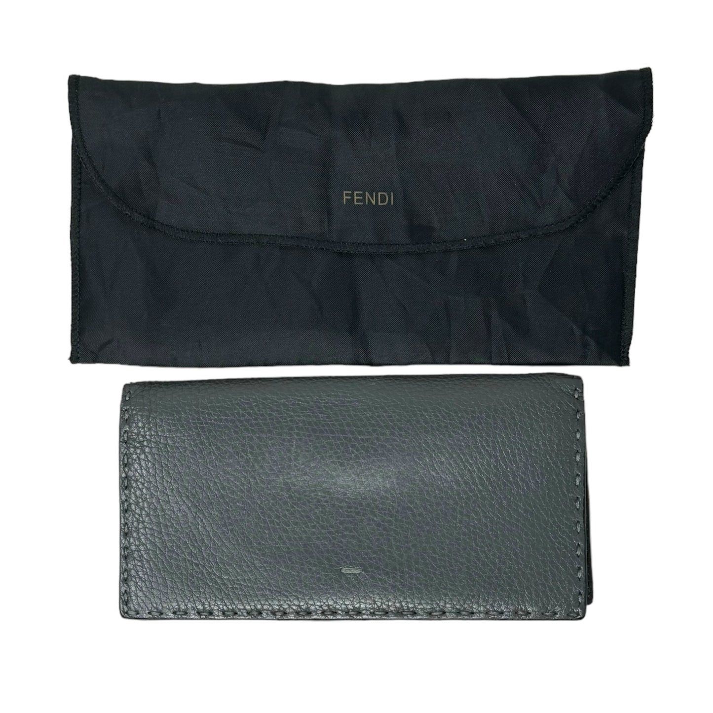 Selleria Cuoio Romano Leather Continental Wallet Luxury Designer By Fendi, In Gray Size: Large