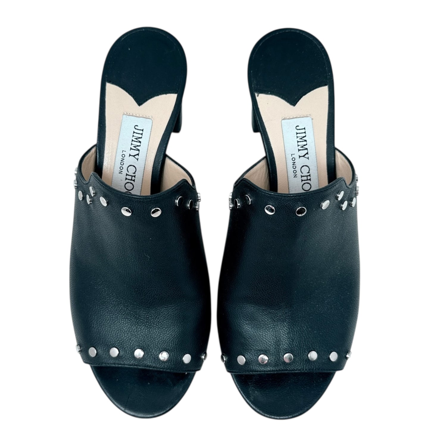 Myla 65 Studded Leather Mules Luxury Designer By Jimmy Choo In Black, Size: 7