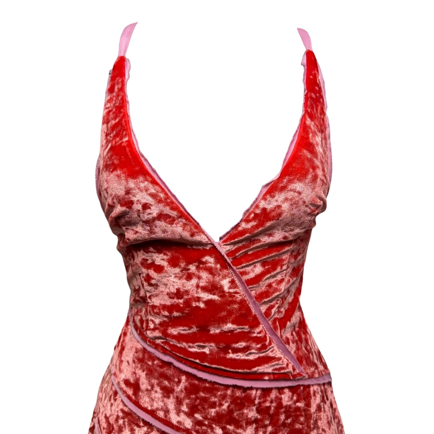 Deia Velvet Dress Casual Midi By Free People In Pink & Orange, Size: Xs