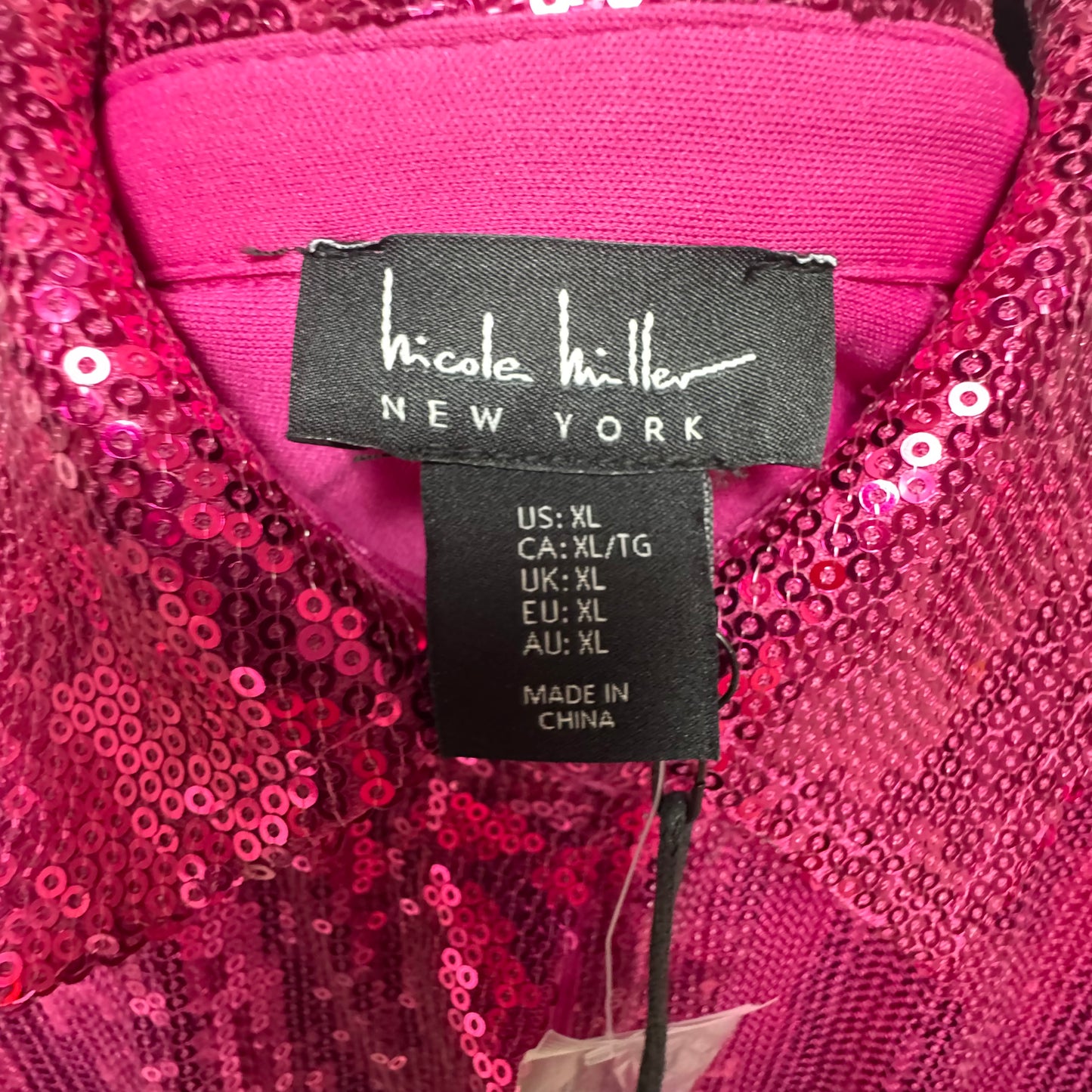 Sequin Top Long Sleeve By Nicole Miller In Pink, Size: Xl