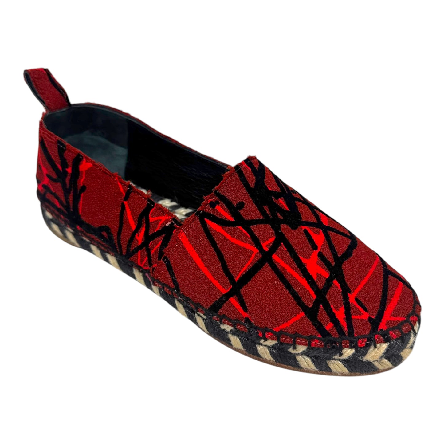 Abstract Espadrille Shoes Luxury Designer By Proenza-schouler In Black & Red, Size: 8 (38)