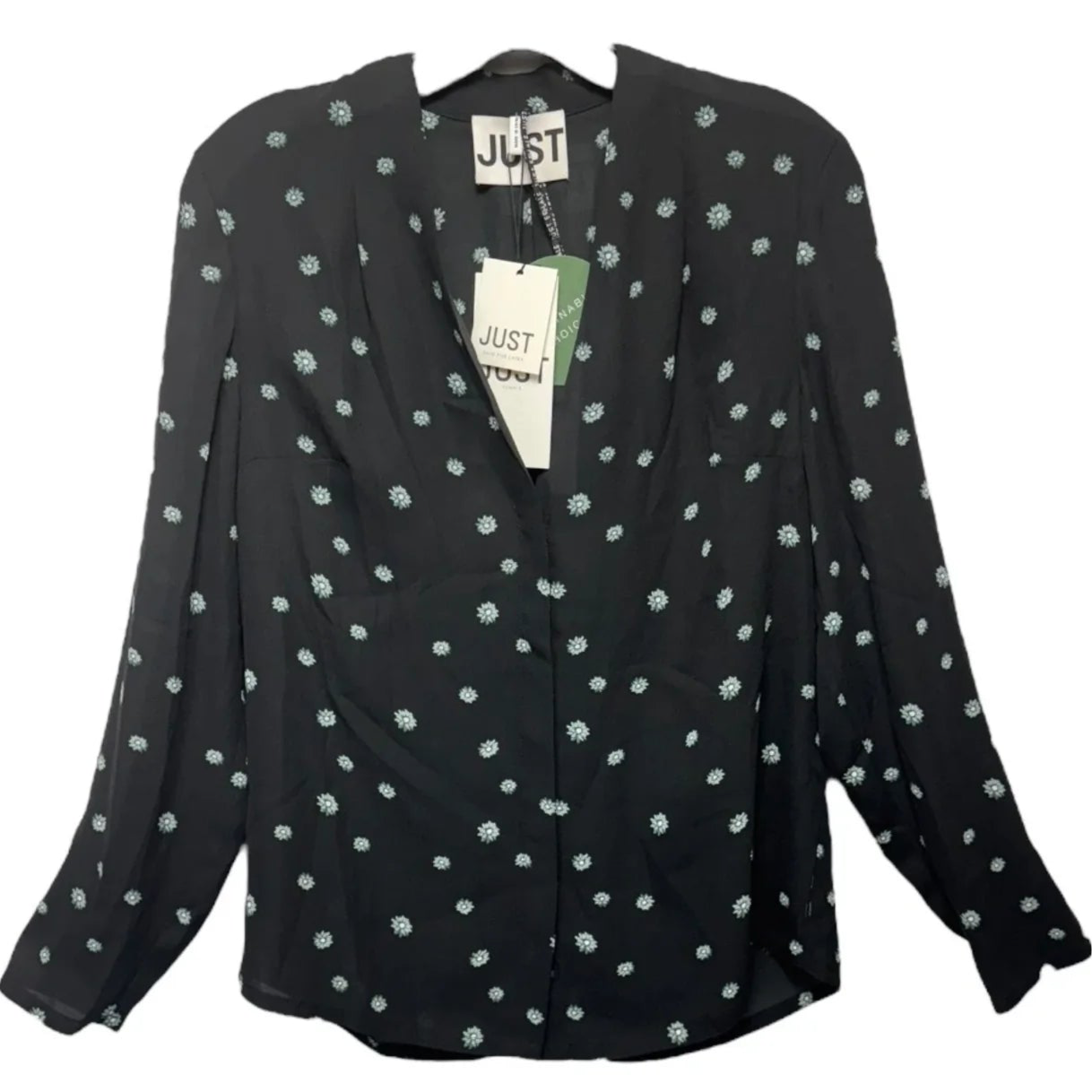 Top Long Sleeve By Just Female In Black & Blue, Size: S