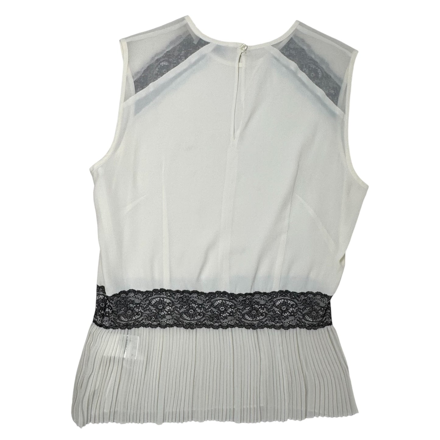 Silk Blend Lace Trim Sleeveless Peplum Blouse By Marella In Black & Cream, Size: 8