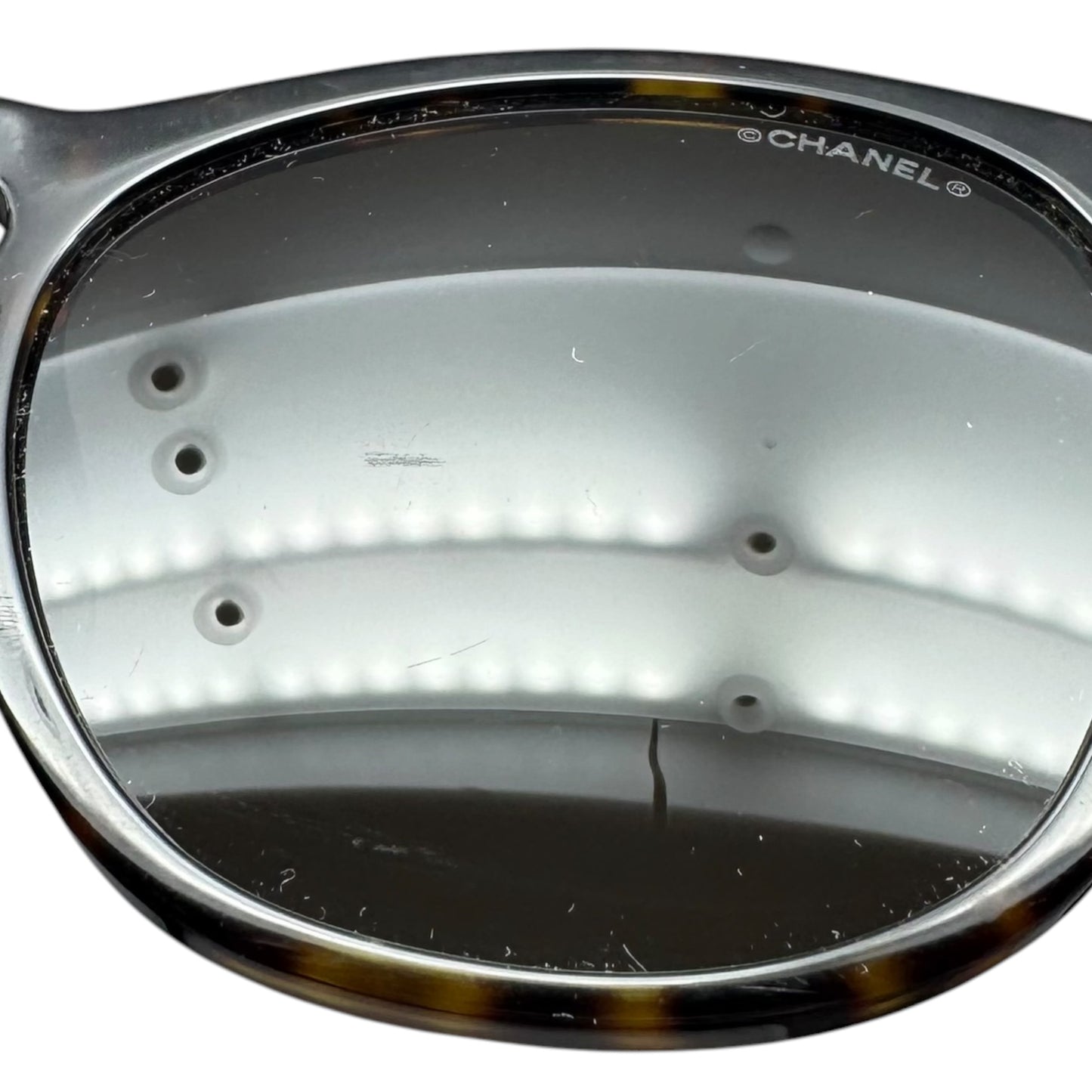 AS IS CC Tortoise Shell & Leather Sunglasses Luxury Designer By Chanel