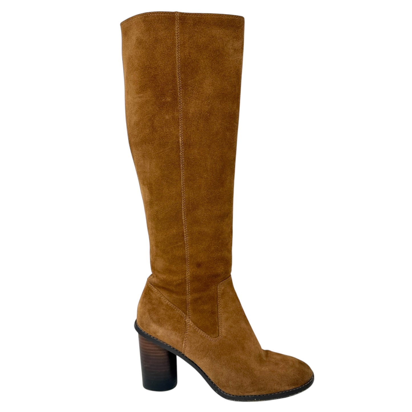 Ombre Heeled Boots In Saddle Suede Designer By Coach In Tan, Size: 8.5