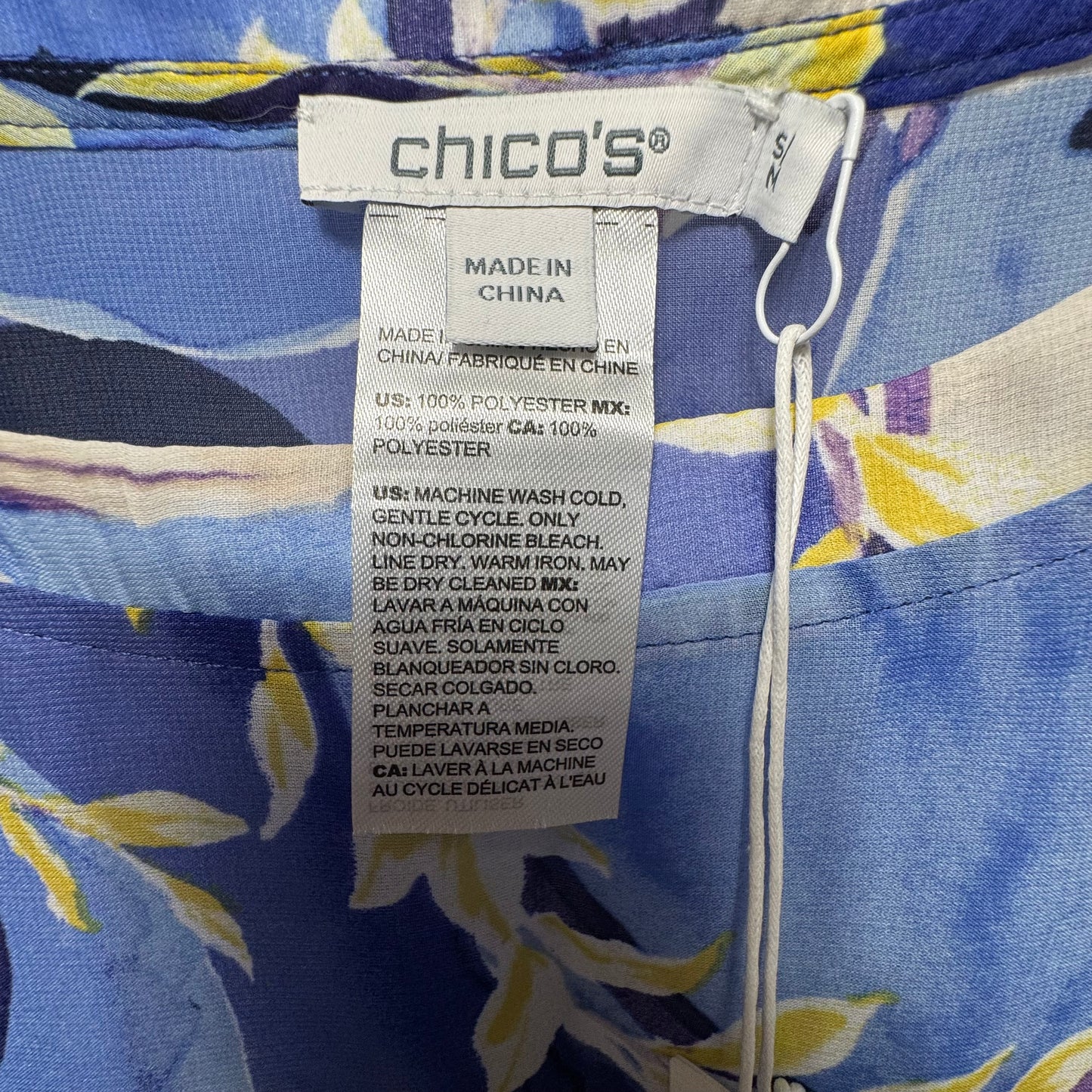 Tropical Swirl Wast West Poncho By Chicos In Floral Print, Size: S/M