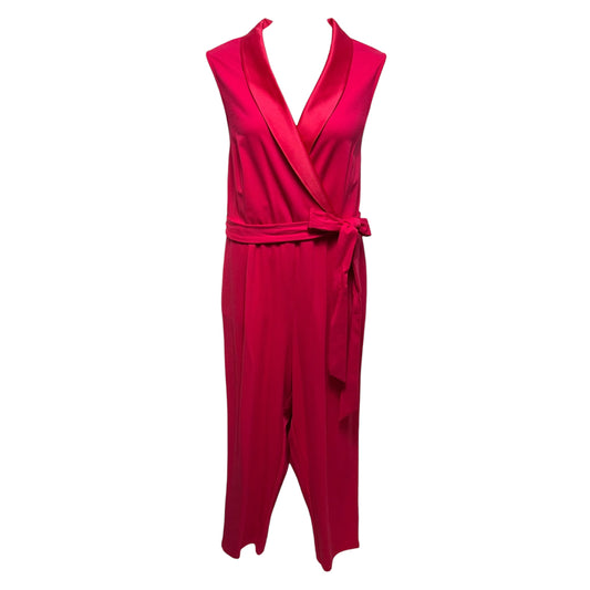 Sleeveless Tuxedo Jumpsuit By Torrid In Pink, Size: 22