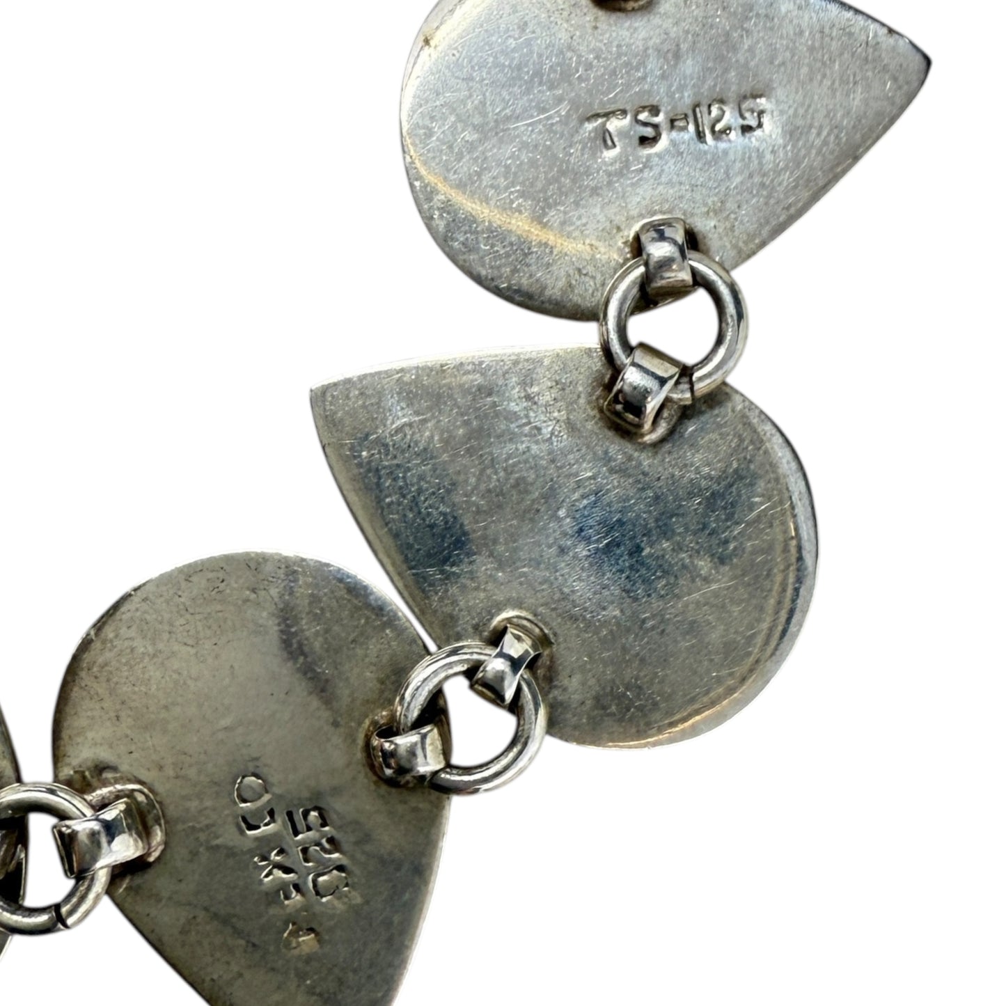 Vintage Taxco Hammered Sterling Silver Teardrop Toggle Bracelet