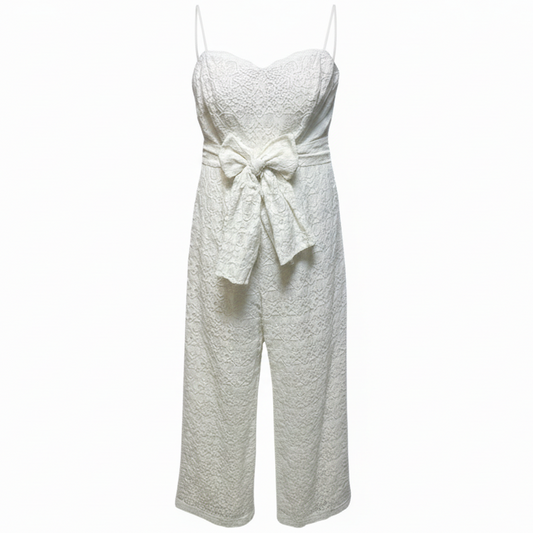 Nila Lace Jumpsuit Designer By Lilly Pulitzer In Resort White Corded Geo Lace, Size: 12