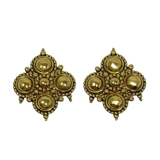 Vintage Etruscan Adriatic Gold Plated Clip Earrings By Jose Barrera for Avon
