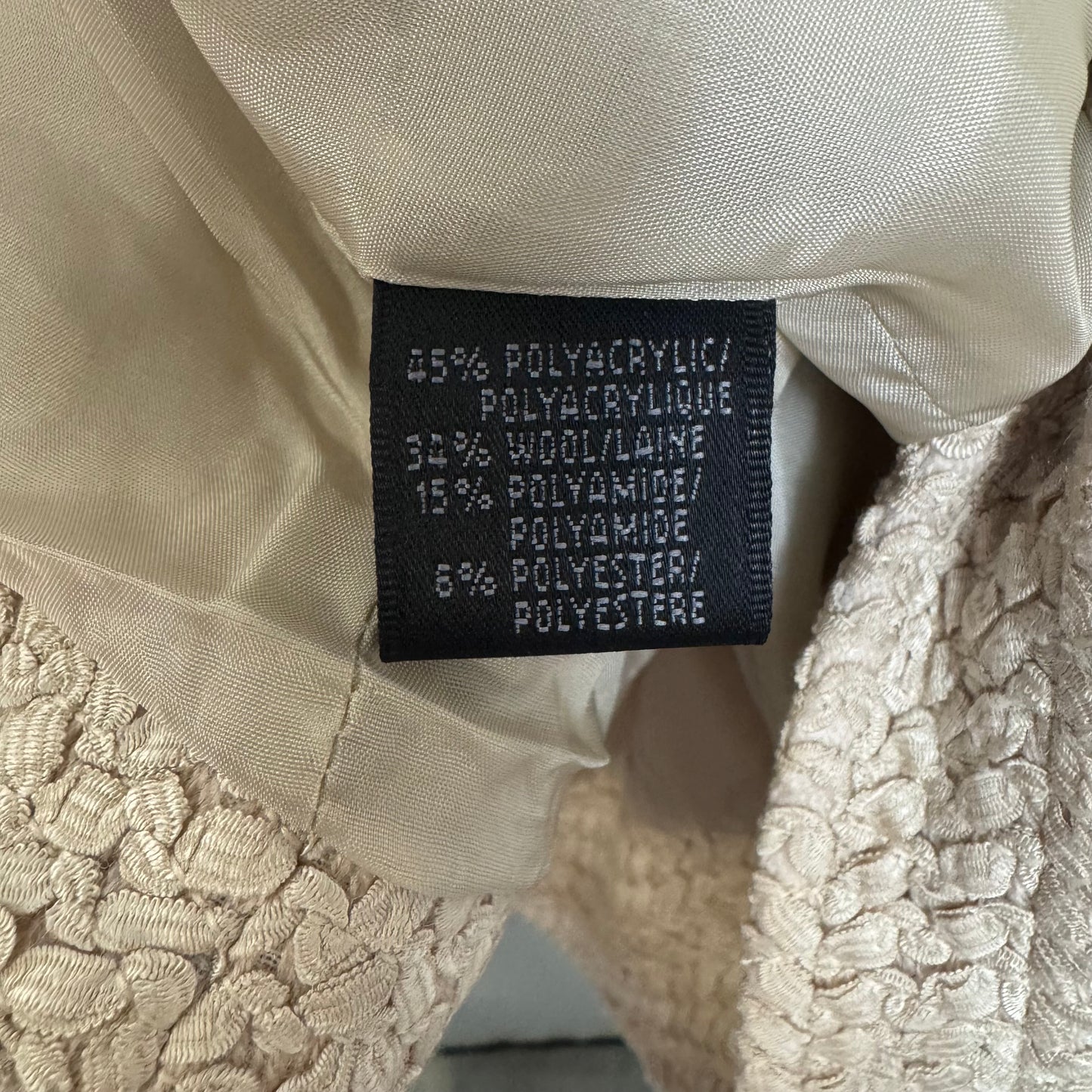Textured One Button Blazer Designer By Lafayette 148 In Cream, Size: 8