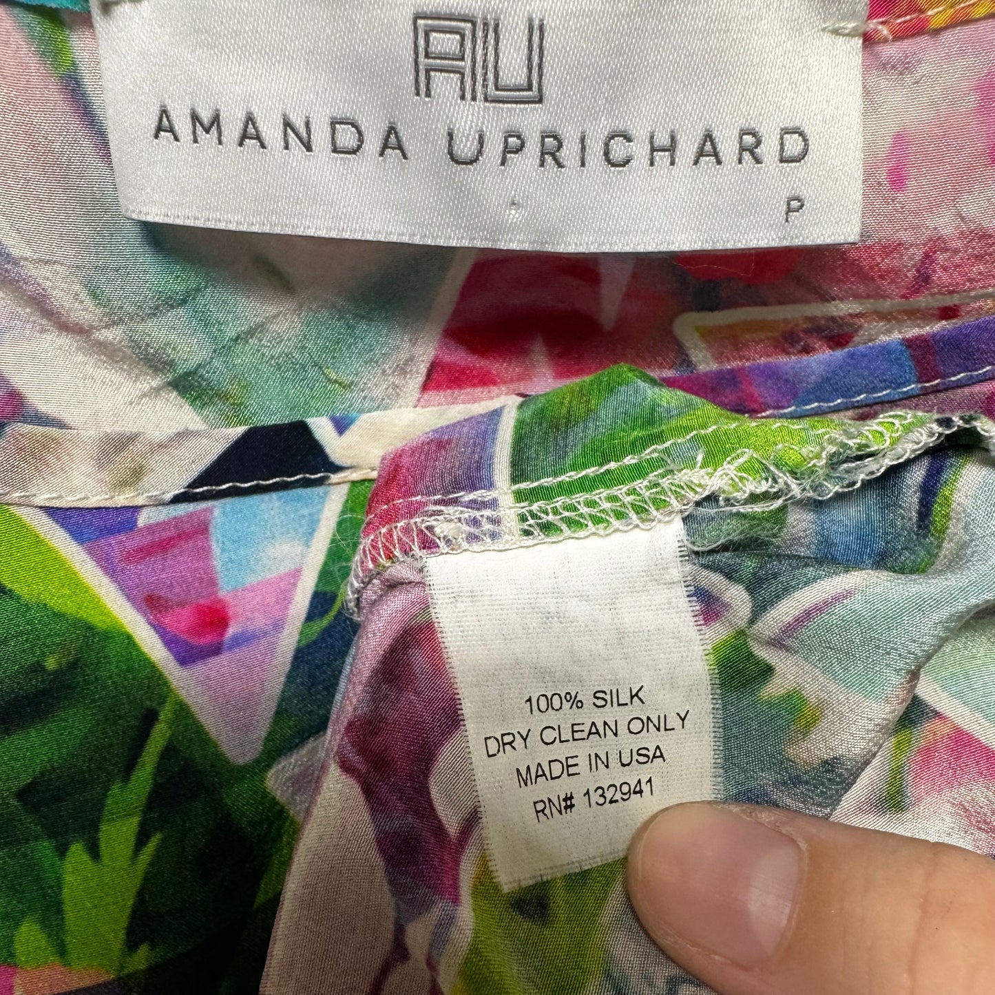 Silk Blouse Short Sleeve By Amanda Uprichard In Floral Print, Size: S