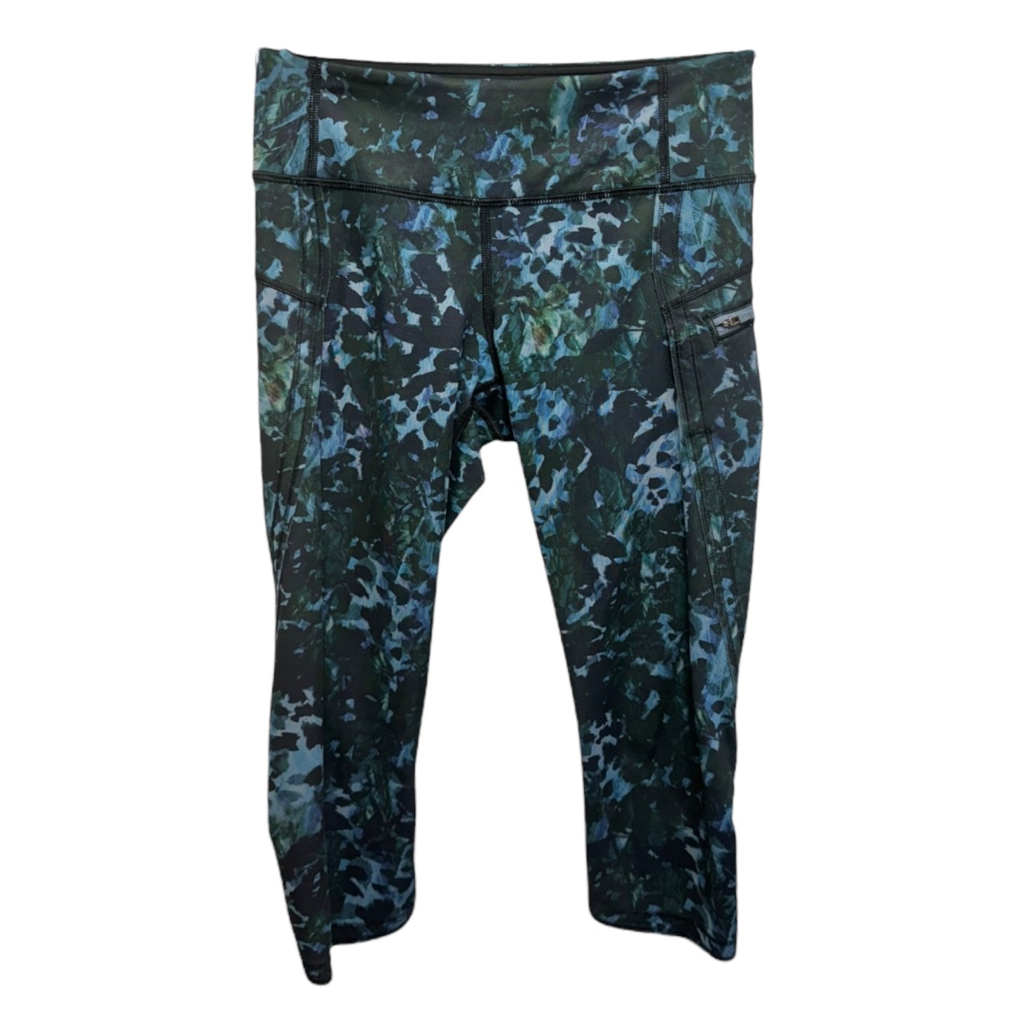 Run Top Speed Crop Full-On Luxtreme Floral Backdrop Blue Denim Multi By Lululemon  Size: 4