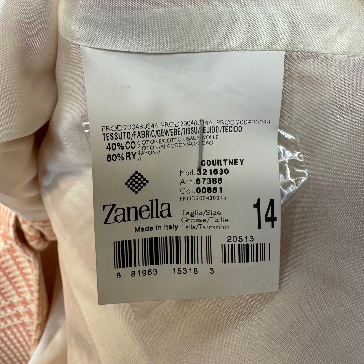 Blazer By Zanella In Cream & Orange, Size: 14