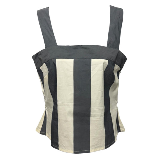 The Ivory Stripes Eliot Top By Nina Blanc In Ivory Striped Pattern, Size: S