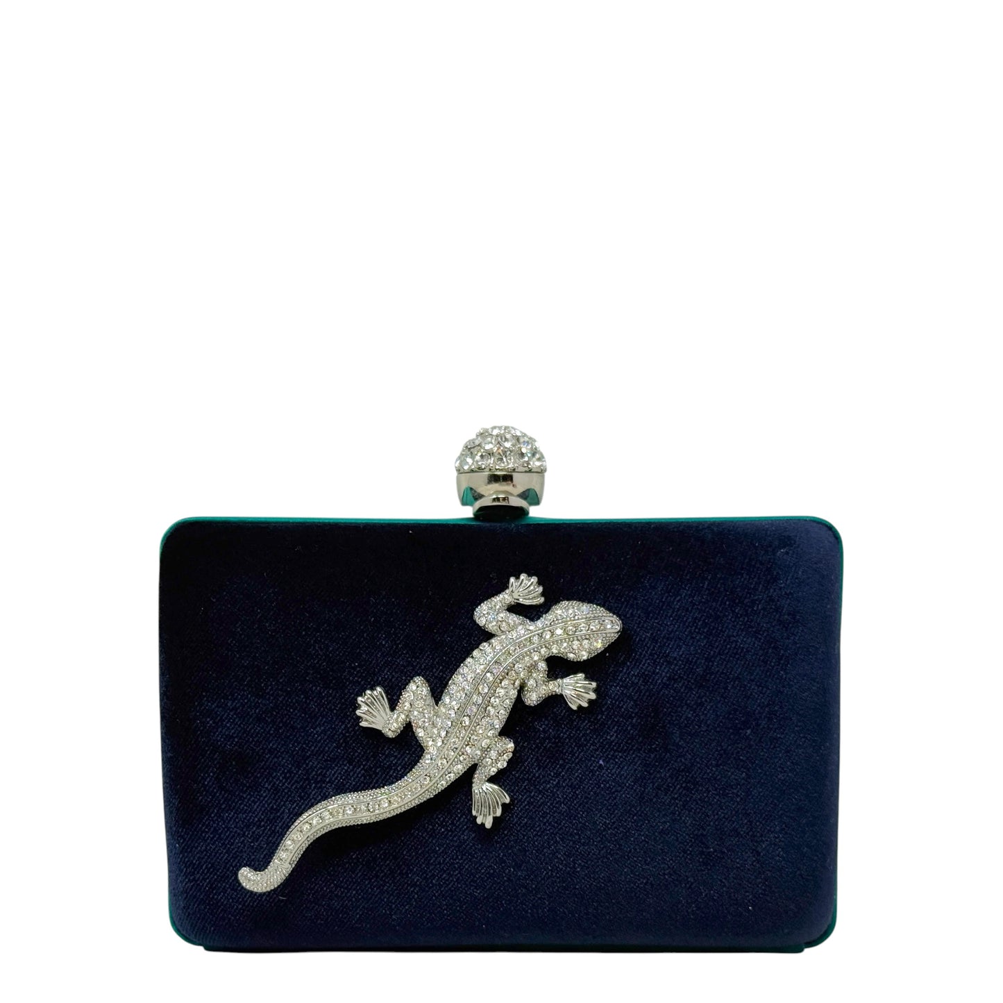 Crystal Embellished Lizard Evening Clutch By Franchi, Size: Small