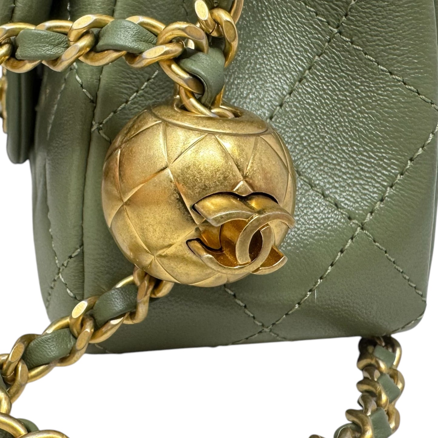 Quilted Lambskin Pearl Crush Mini Flap Handbag Luxury Designer By Chanel, Size: Small