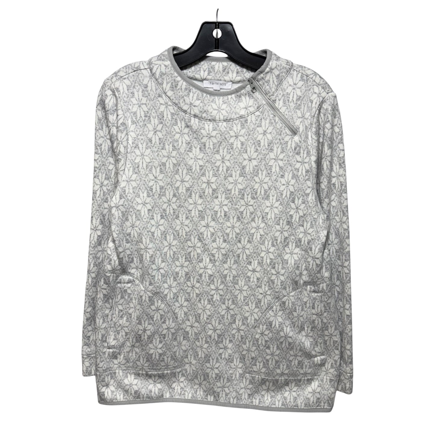 Athletic Top Long Sleeve Crewneck By Talbots In Grey & White, Size: M