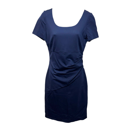 Short Sleeve Rouched Waist Sheath Dress Designer By Diane Von Furstenberg In Navy, Size: 6