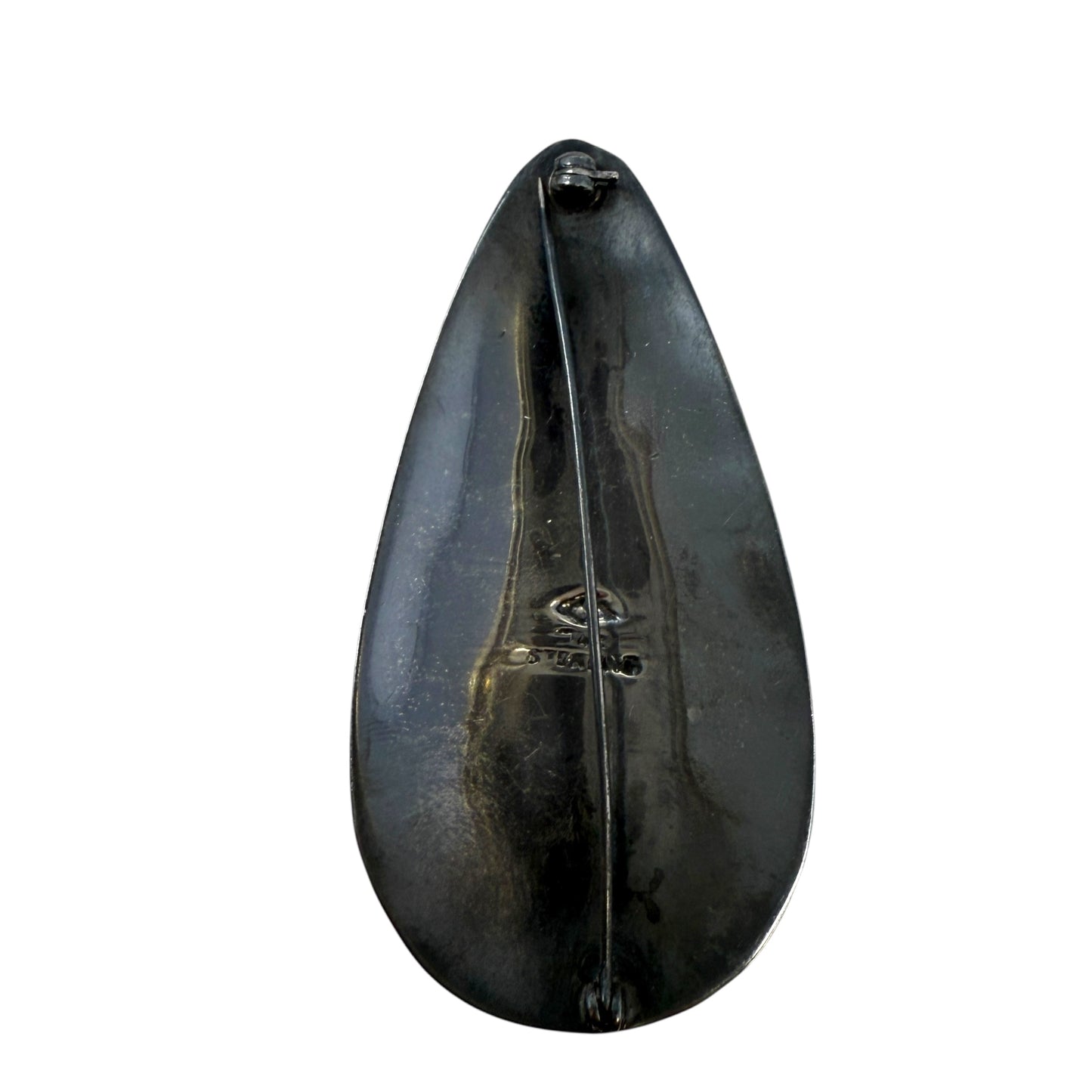Guilloché MCM Siam Sterling Silver & Enamel Teardrop Pin