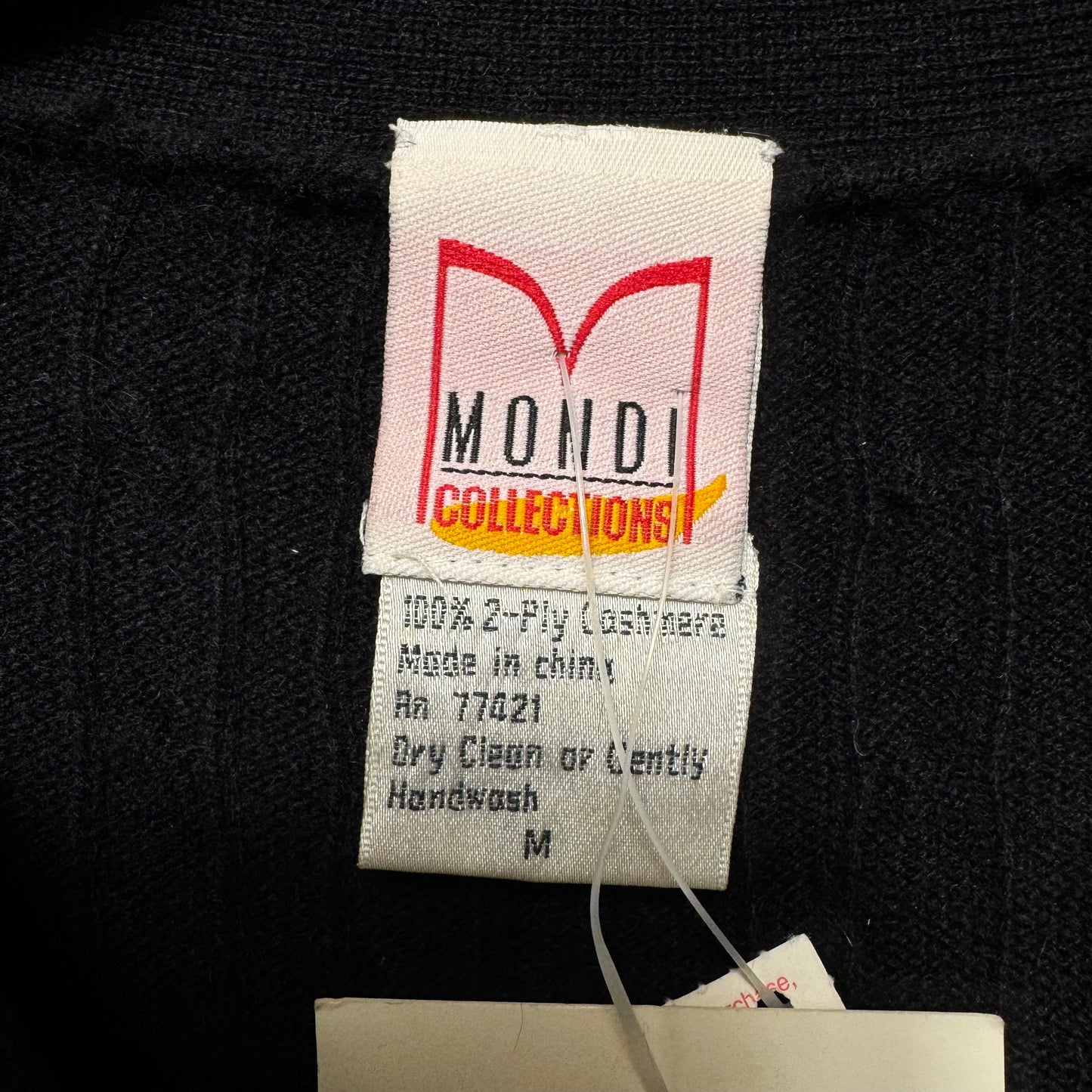Vintage Cashmere Cable Knit Cardigan Sweater By Mondi In Black, Size: M