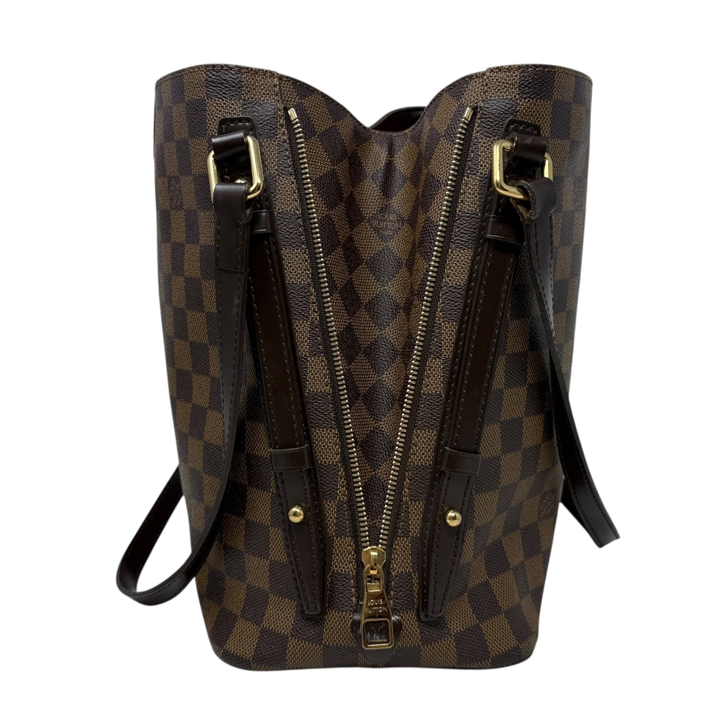 Cabas Rivington Tote In Damier Ebene Canvas Luxury Designer By Louis Vuitton, Size: Large