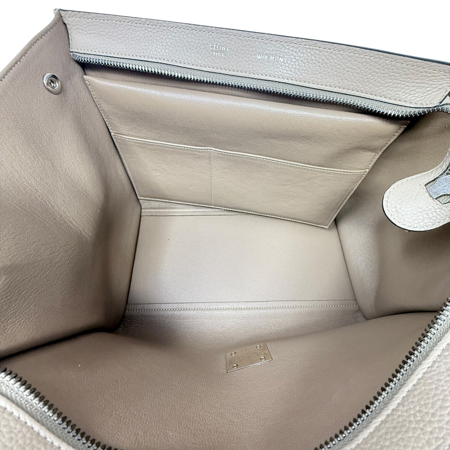 Drummed Calfskin Suede Medium Trapeze Souris Tote Luxury Designer By Celine, Size: Medium