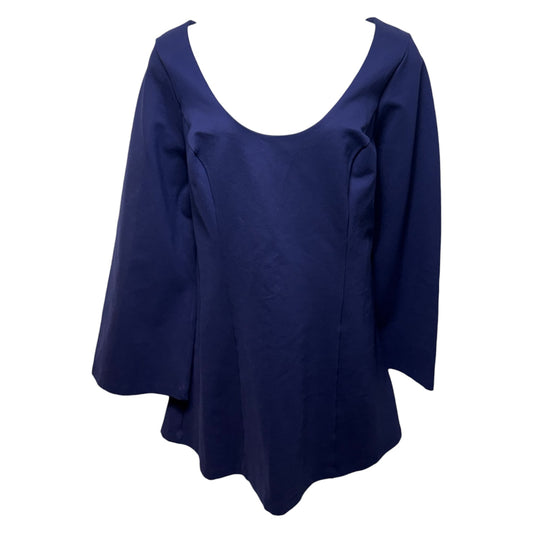 Long-Sleeve Scoop-Neck Mini Dress By Maeve In Navy/Marin, Size: 3x