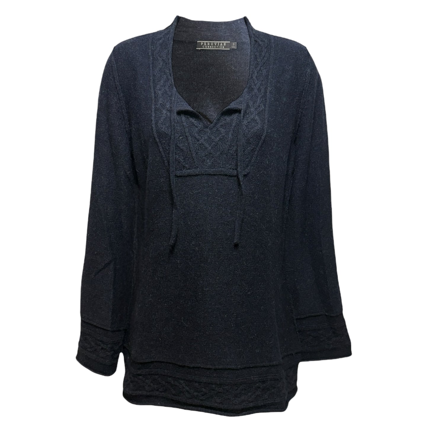 Alpaca Tunic Sweater By Peruvian Connection In Navy, Size: S