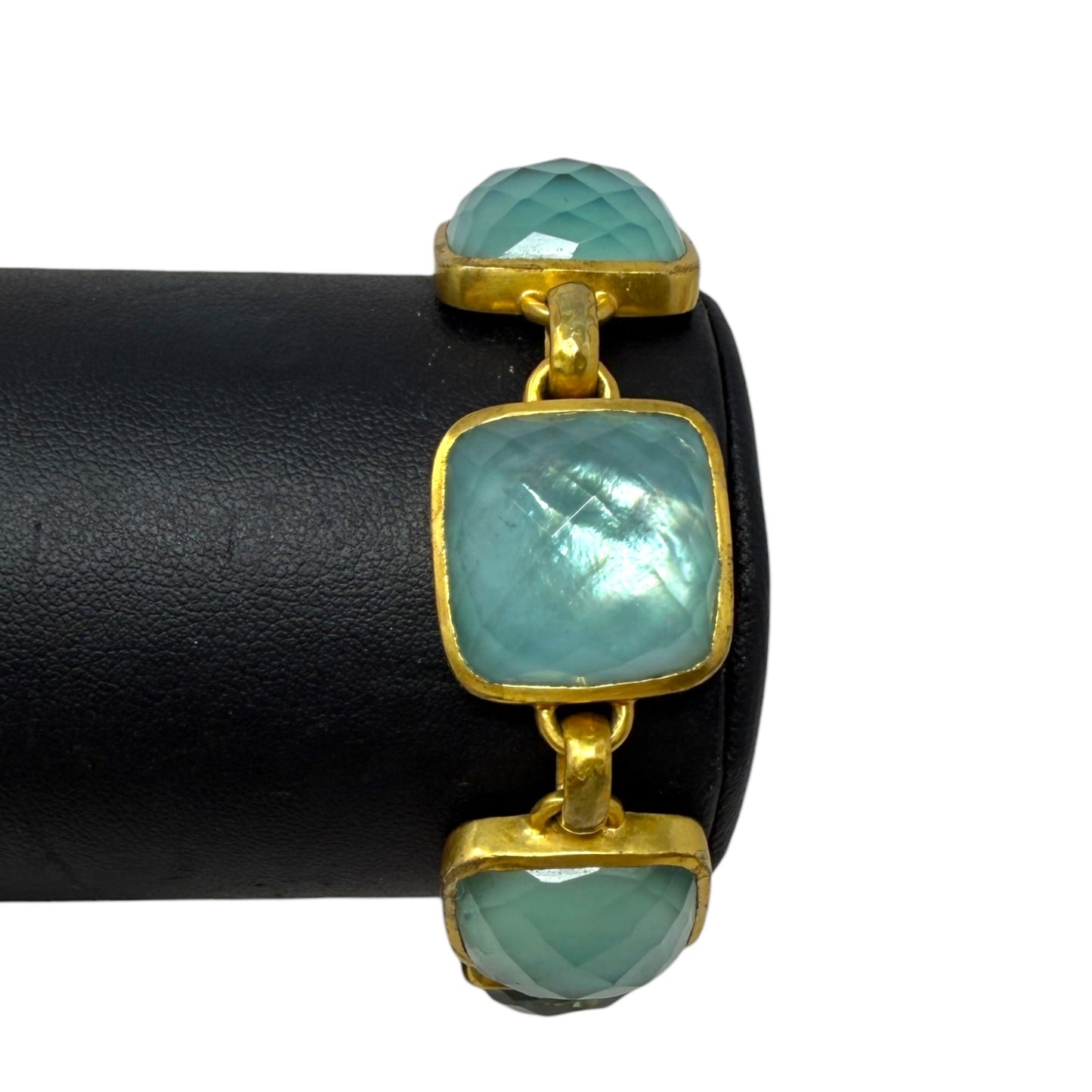 Catalina Stone 24K Gold Plate Bracelet By Julie Vos In Iridescent Capri Blue