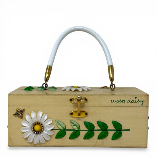 Vintage Collectible 60’s “Upsa Daisy” Wooden Box Bag By Enid Collins Of Texas, Size: Small