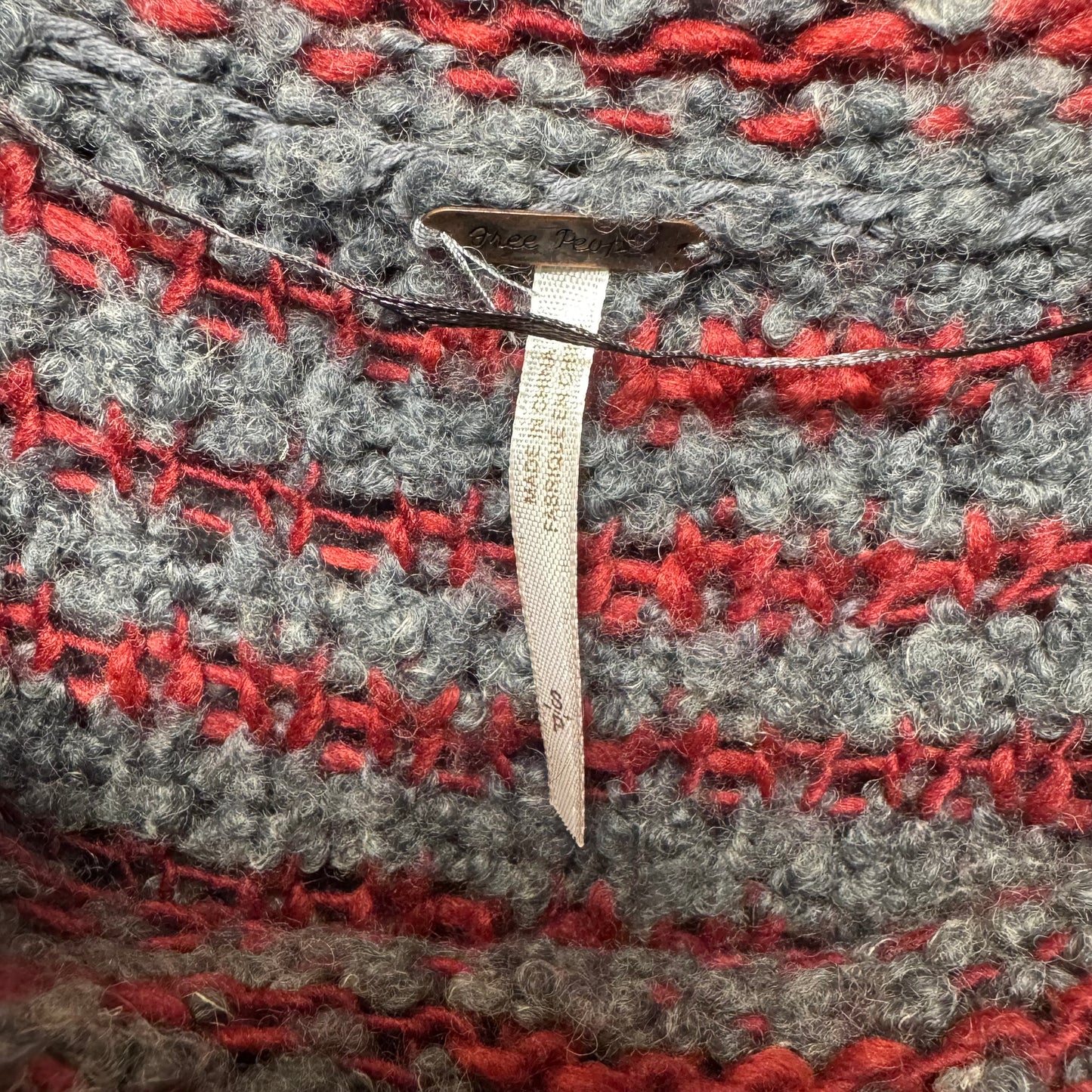 Sweater By Free People In Grey & Red, Size: S