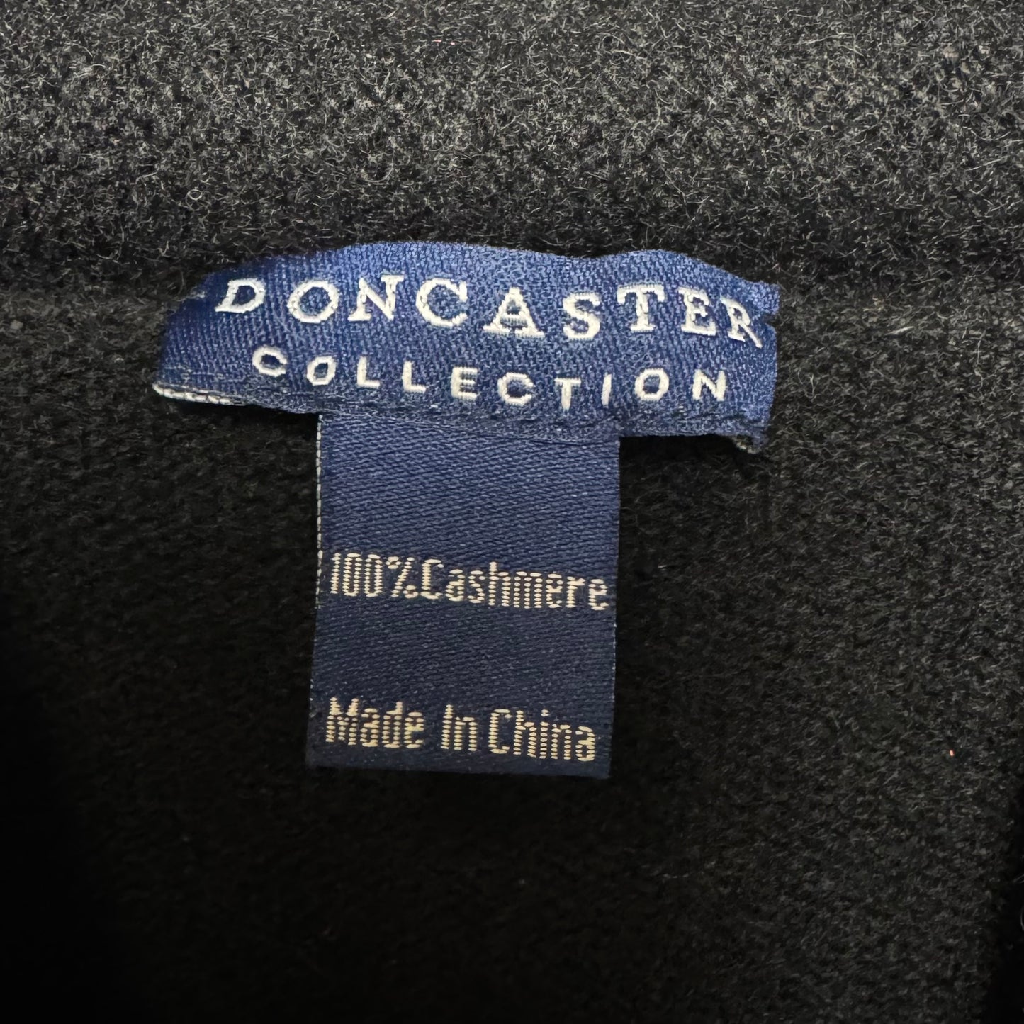 Cashmere Open Waterfall Front Cardigan Sweater By Doncaster In Black, Size: M