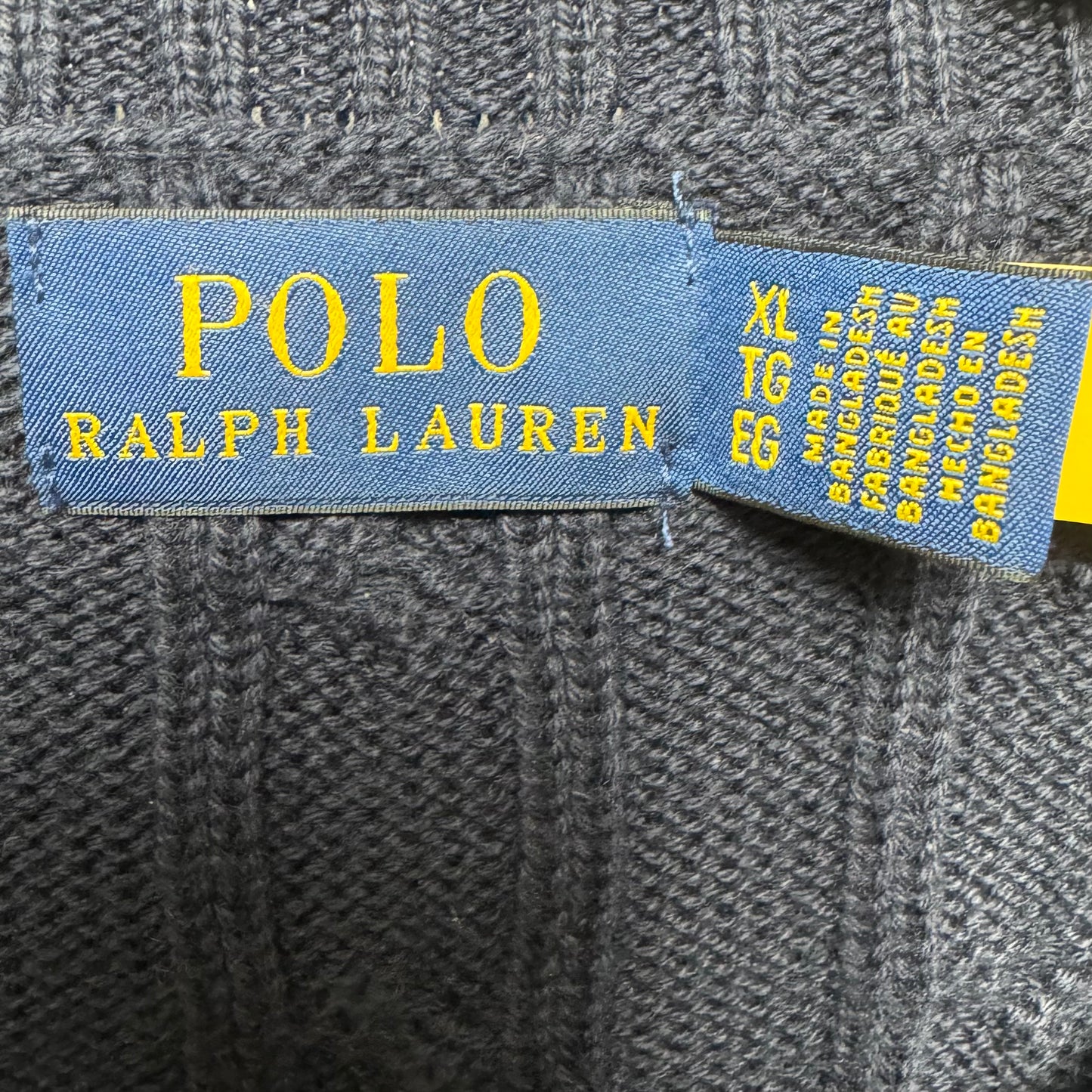 Cable-Knit Cotton Sweater By Polo Ralph Lauren In Navy, Size: Xl