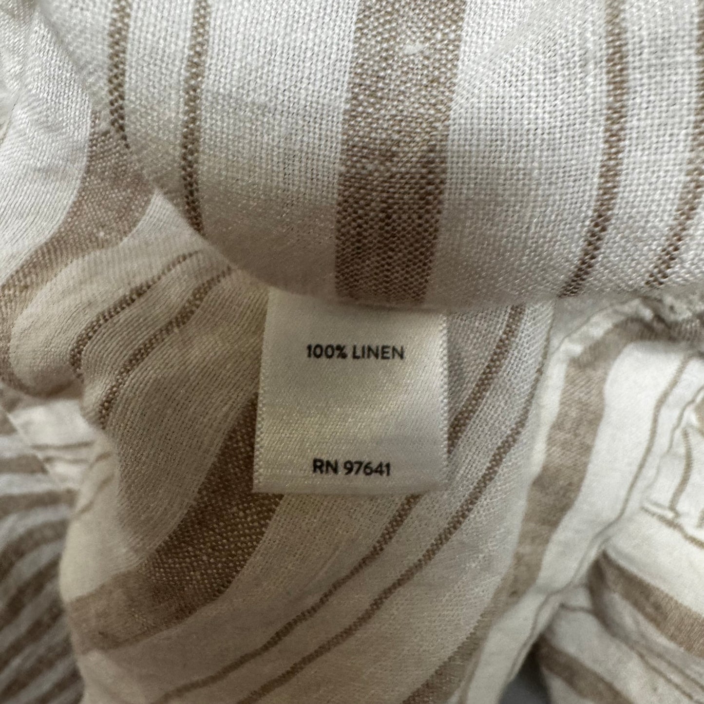 Linen Top Short Sleeve By Pure Jill In Tan & White, Size: M Petite