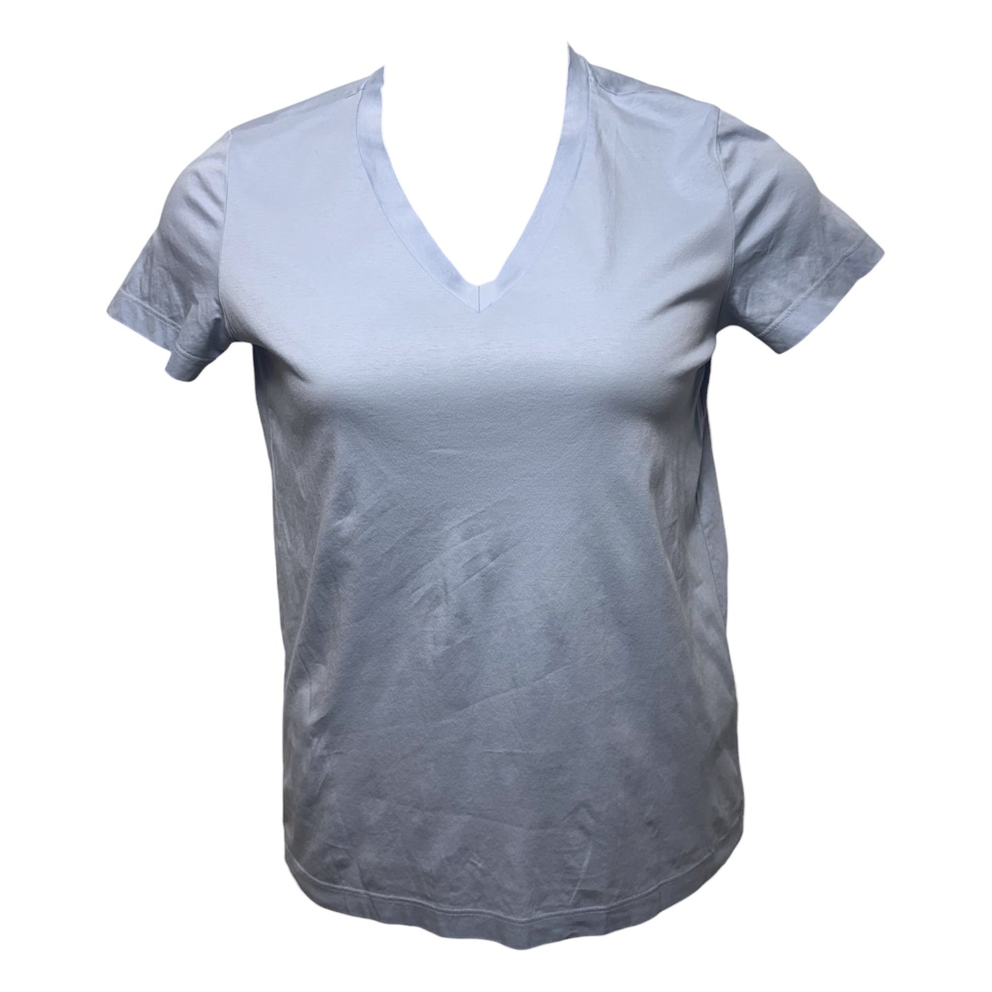 Cotton Short Sleeve V-Neck T-Shirt By Jil Sander In Blue, Size: M