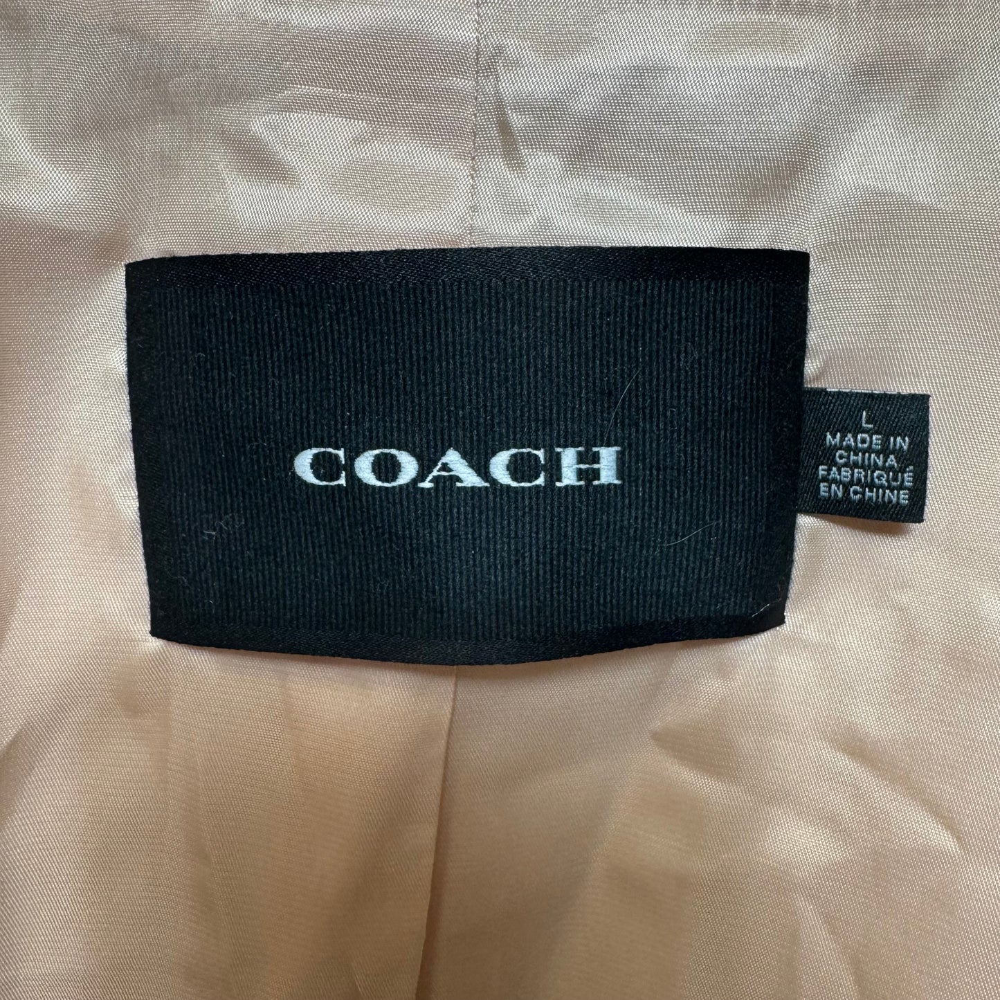 Tonal Signature Souvenir Jacket Designer By Coach In Peach, Size: L