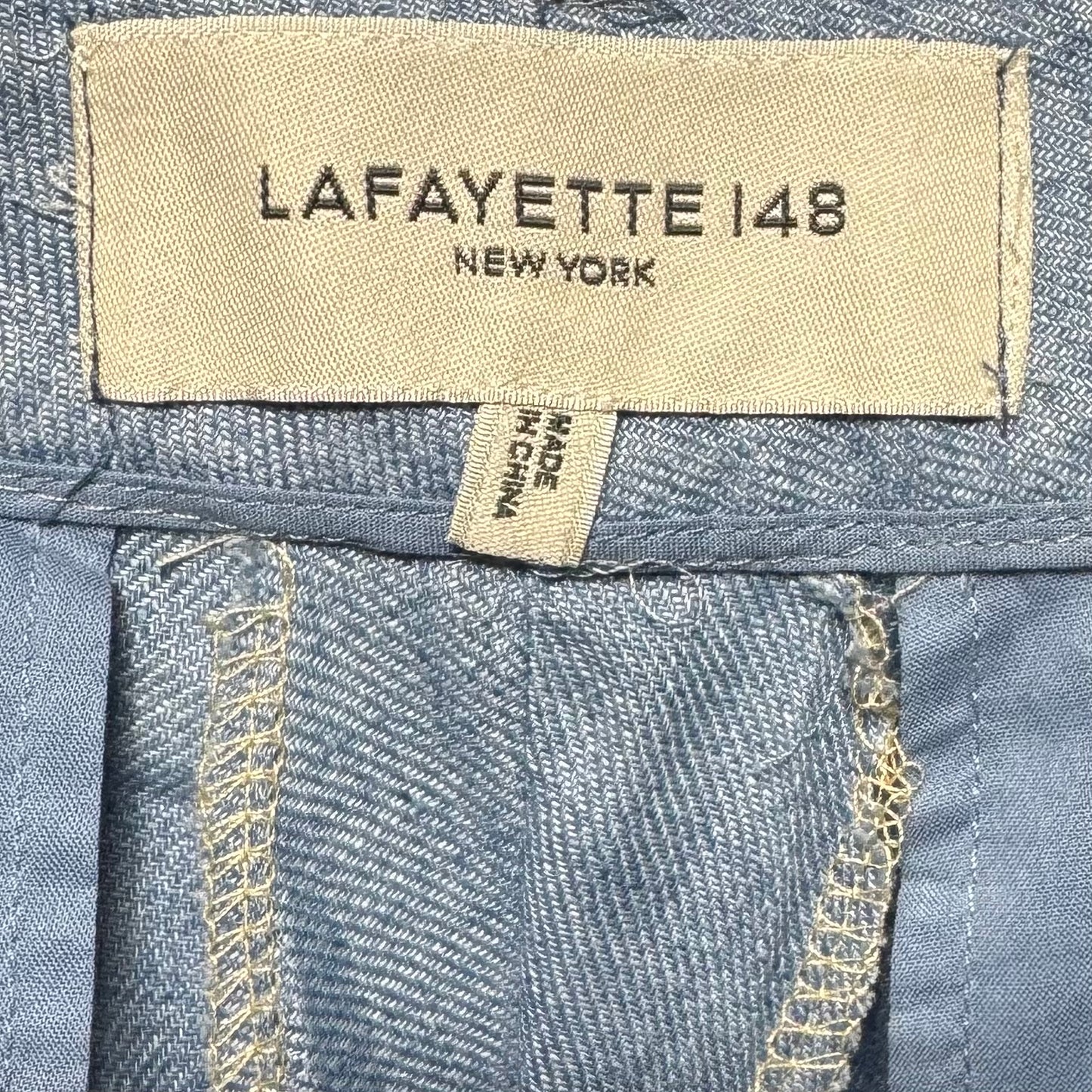 Sullivan 100% Linen Trousers Designer By Lafayette 148 In Blue, Size: 14