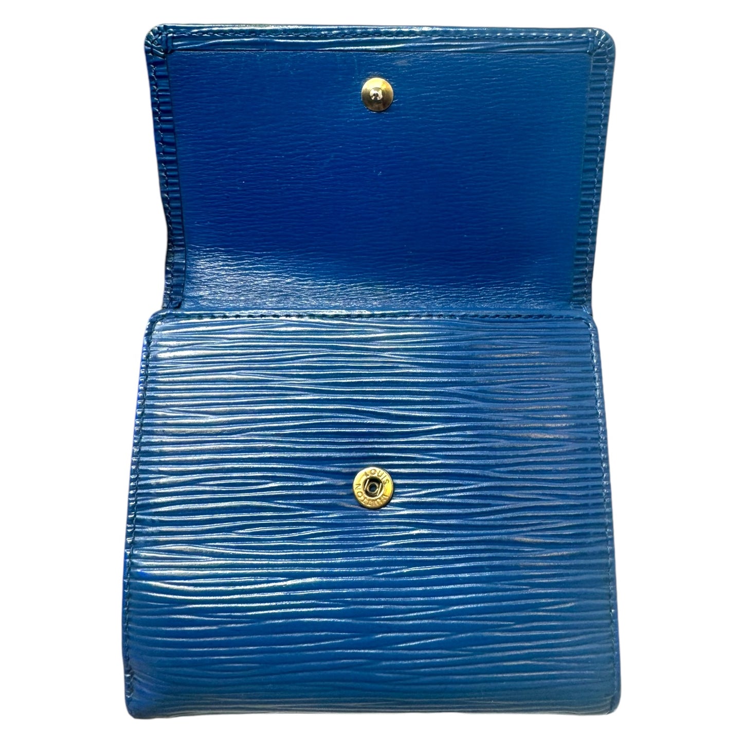 Epi Elise Wallet in Toledo Blue Luxury Designer By Louis Vuitton, Size: Medium