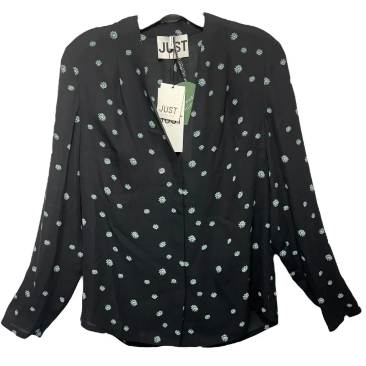 Top Long Sleeve By Just Female In Black & Blue, Size: Medium