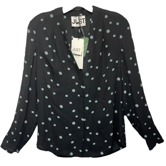 Top Long Sleeve By Just Female In Black & Blue, Size: Medium