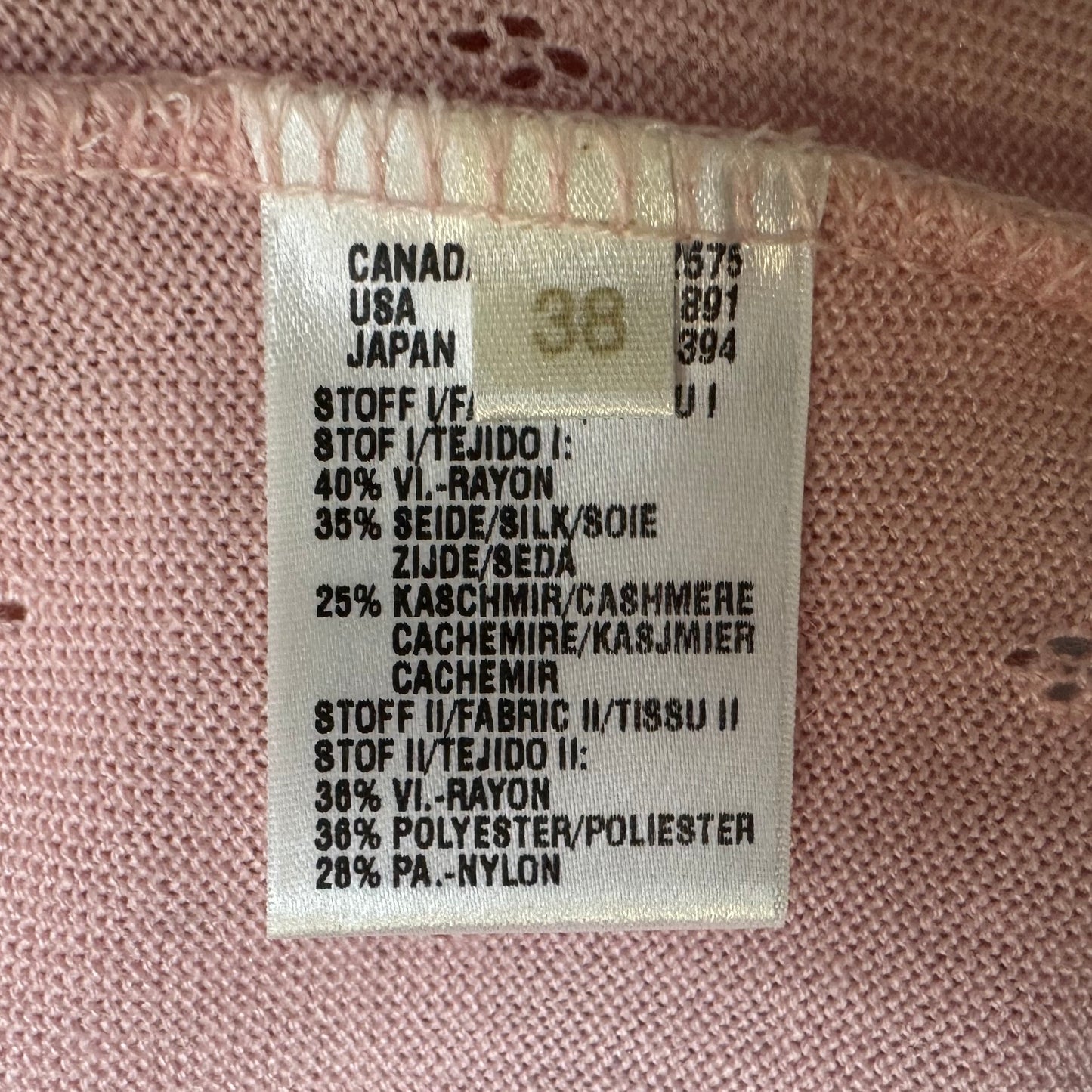 Cashmere Silk Blend Cardigan Sweater Twin Set Designer By Escada In Pink, Size: M