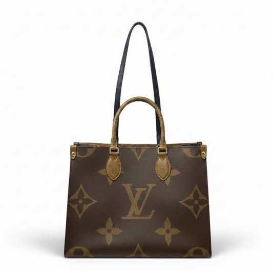 2022 On The Go Tote MM In Giant Monogram Canvas Luxury Designer By Louis Vuitton, Size: Medium