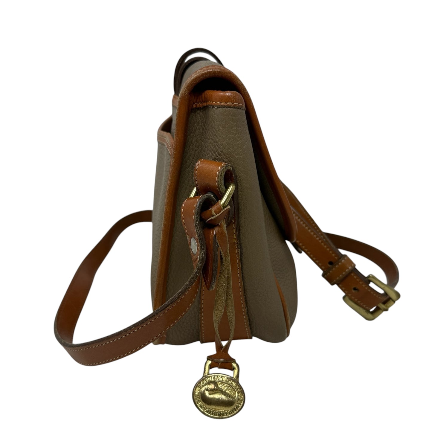 Vintage All-Weather Leather (AWL) Equestrian Crossbody Shoulder Bag Designer By Dooney And Bourke, Size: Medium