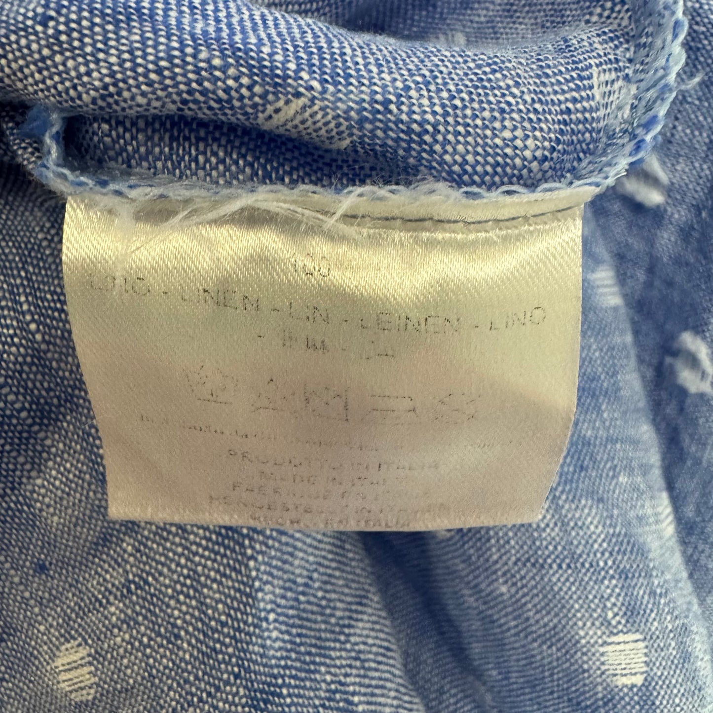 Linen Top Short Sleeve By Chiara In Blue & White, Size: M