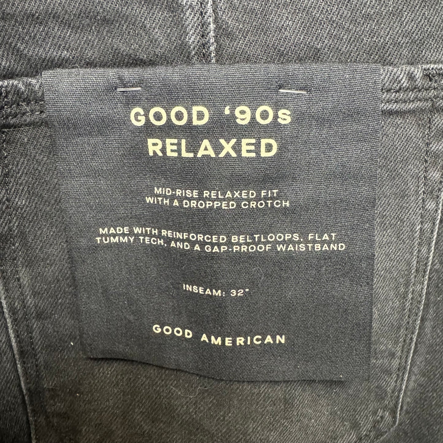 Good 90’s Relaxed Mid-Rise Relaxed Fit Dropped Crotch Jeans By Good American In Black, Size: 12/31