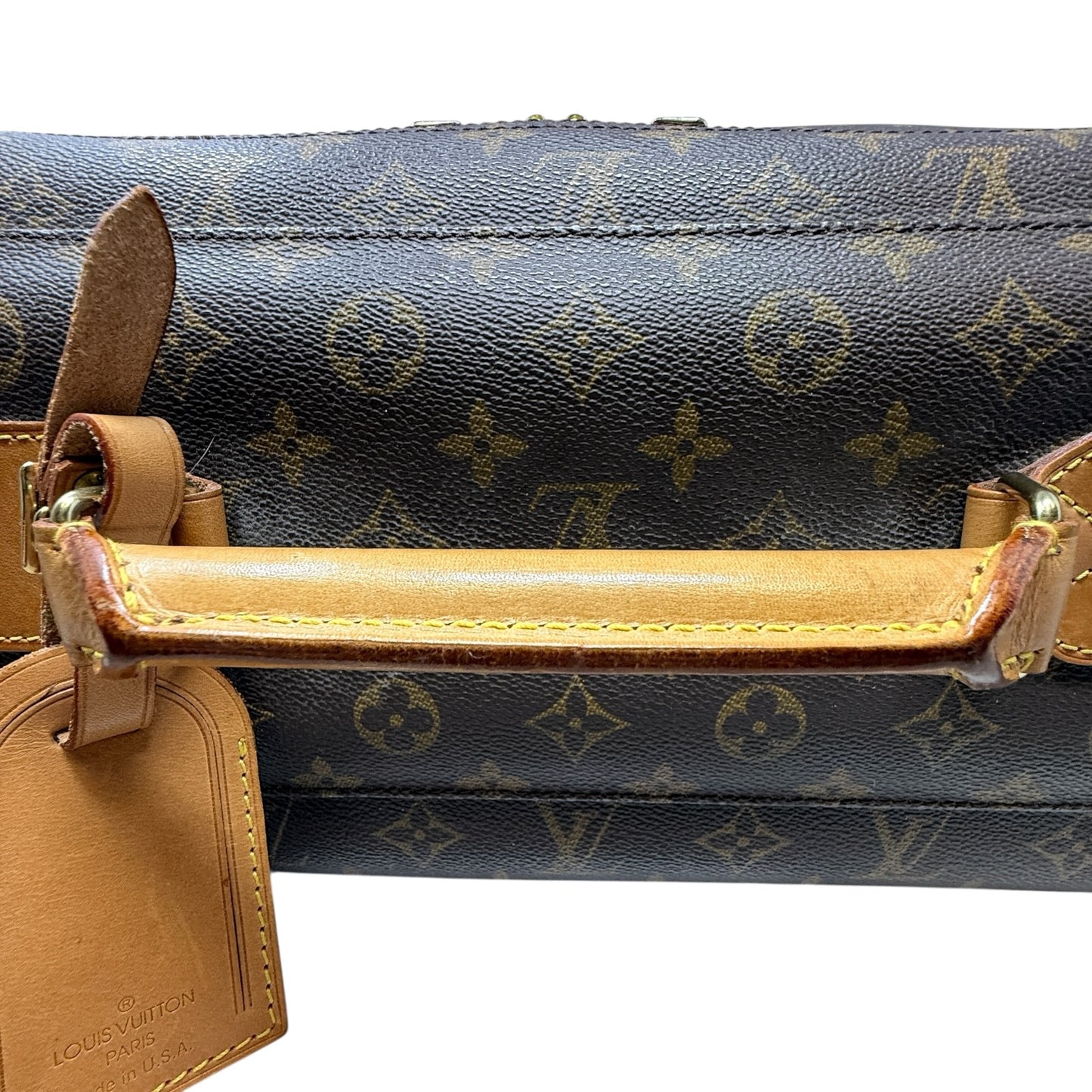 Vintage 2000 Pullman 60 Monogram Canvas & Vachetta Leather Suitcase Luxury Designer By Louis Vuitton, Size: Large
