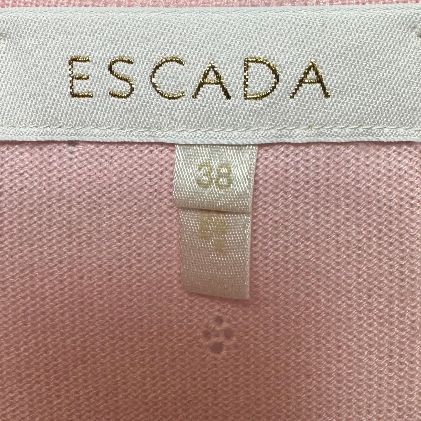 Cashmere Silk Blend Cardigan Sweater Twin Set Designer By Escada In Pink, Size: M